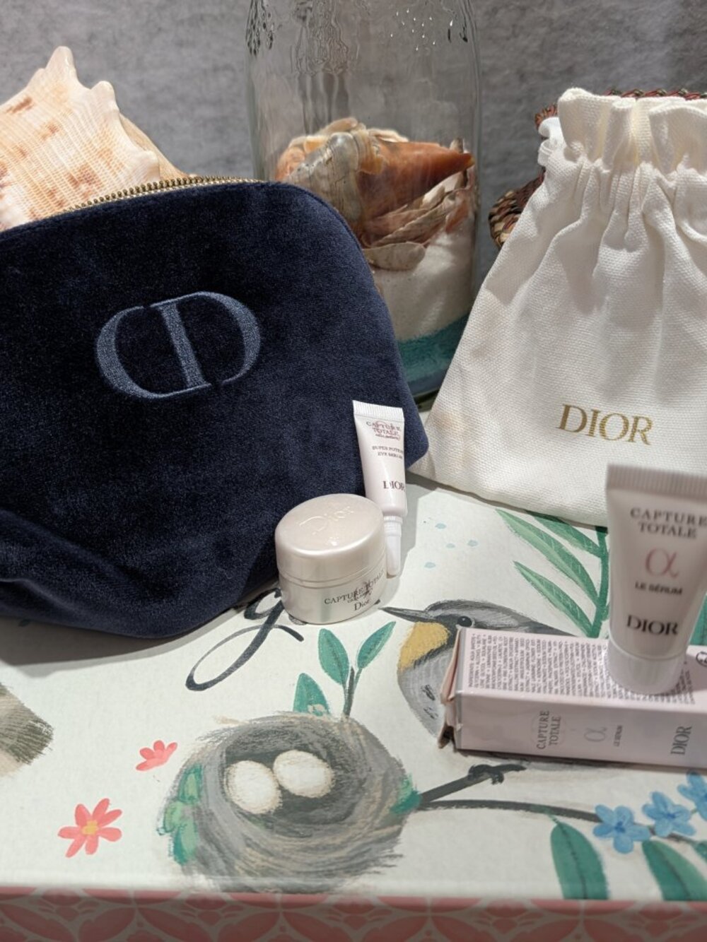 NIB Dior Beauty Capture Totale Skincare Bundle Velvet Navy Cosmetic Pouch Set